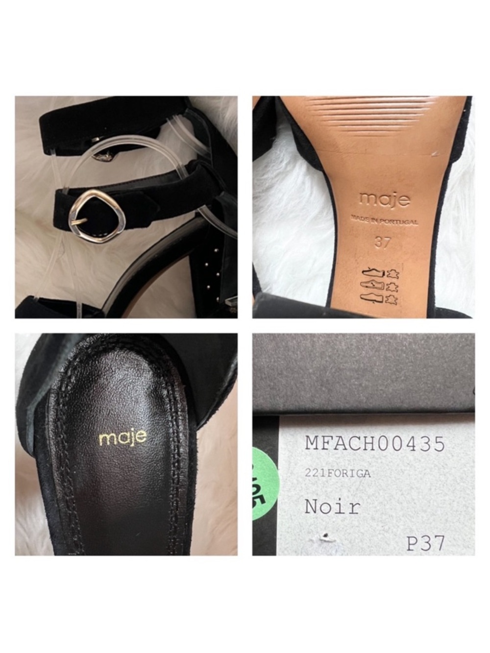 New! MAJE Paris Studded Embellished Block Square Heel Suede Sandals - Picture 11 of 11